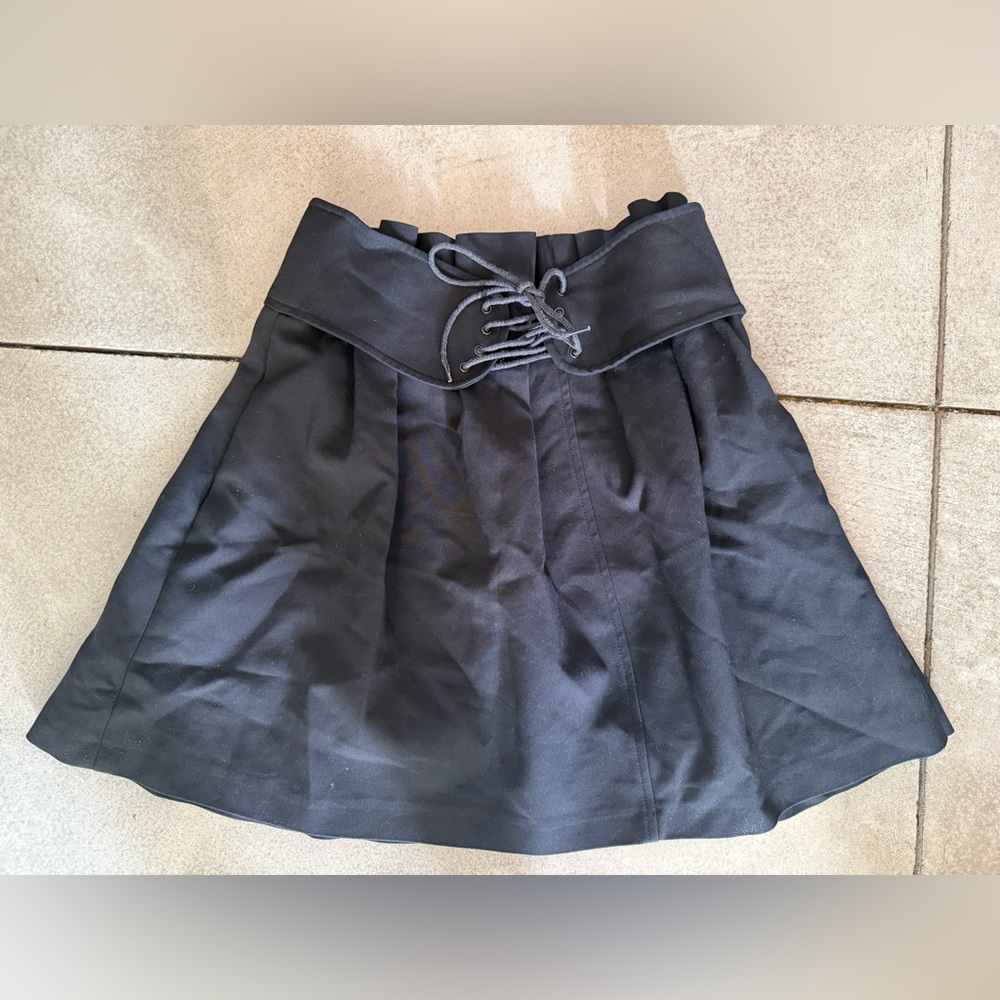 Zara black corset tie waist mini skirt M